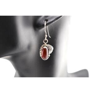 KP 925 Sterling Silver Carnelian Dangle Drop Earrings